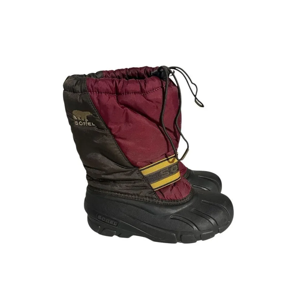 SOREL Cub Youth Kids Brown Maroon Insulated Waterproof Winter Snow Boots /US 4
